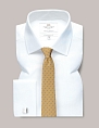 Hawes & Curtis Herringbone White Slim Fit Shirt Double Cuff